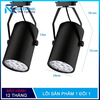Bộ 2 đèn led rọi thanh ray 12w vỏ đen hoặc vỏ trắng ánh sáng trắng