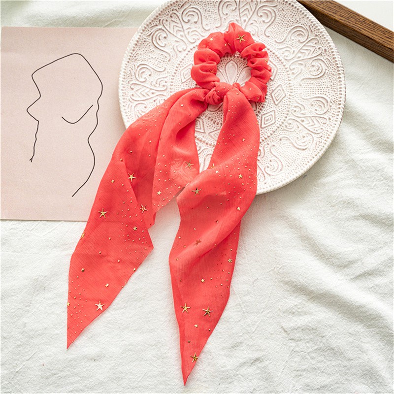 Dây Buộc Tóc Tròn Lớn Họa Tiết Ngôi Sao Phong Cách Mới 8 Màu Cho Nữ