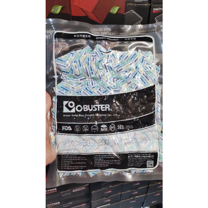 [200 gói] Gói HÚT OXY O-buster hút ẩm cho bánh, khô gà, bánh mứt, thực phẩm