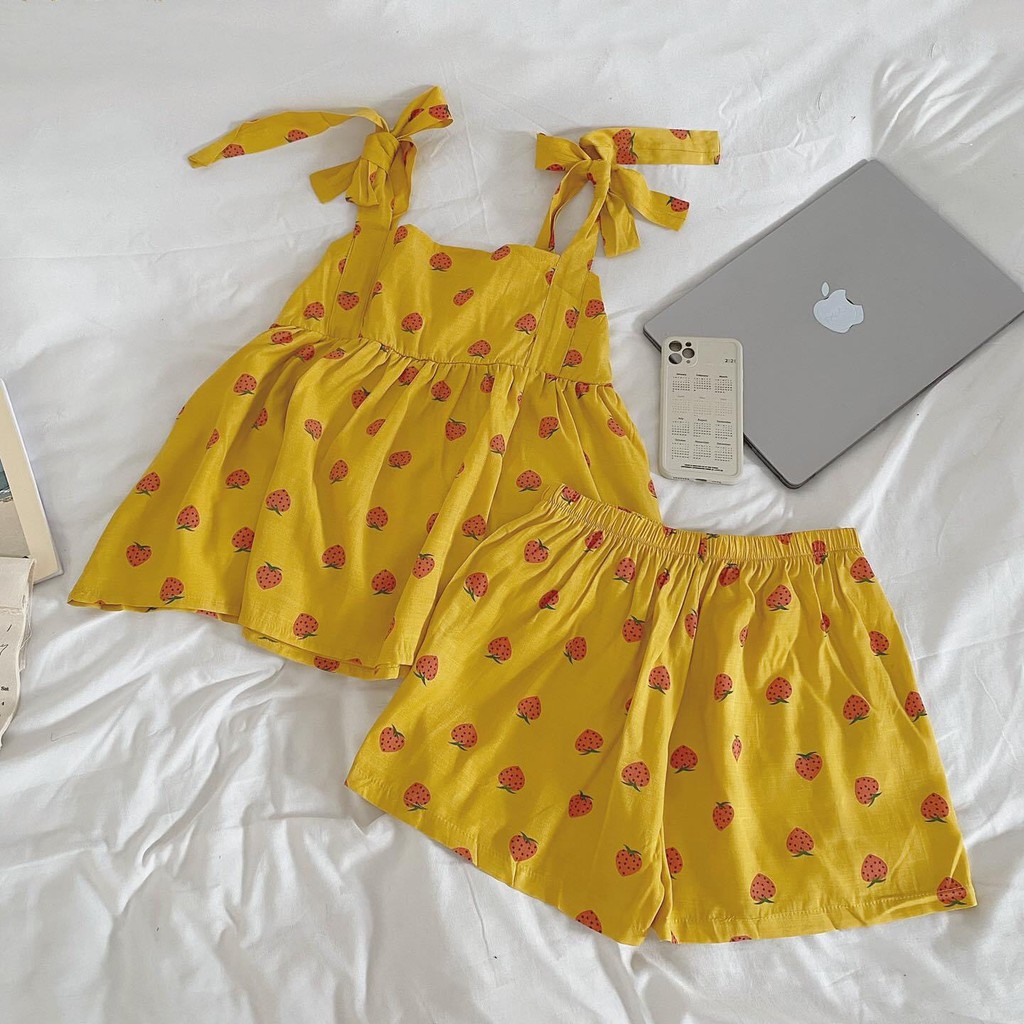 Set 2 dây vải đũi áo babydoll thun vintage | BigBuy360 - bigbuy360.vn