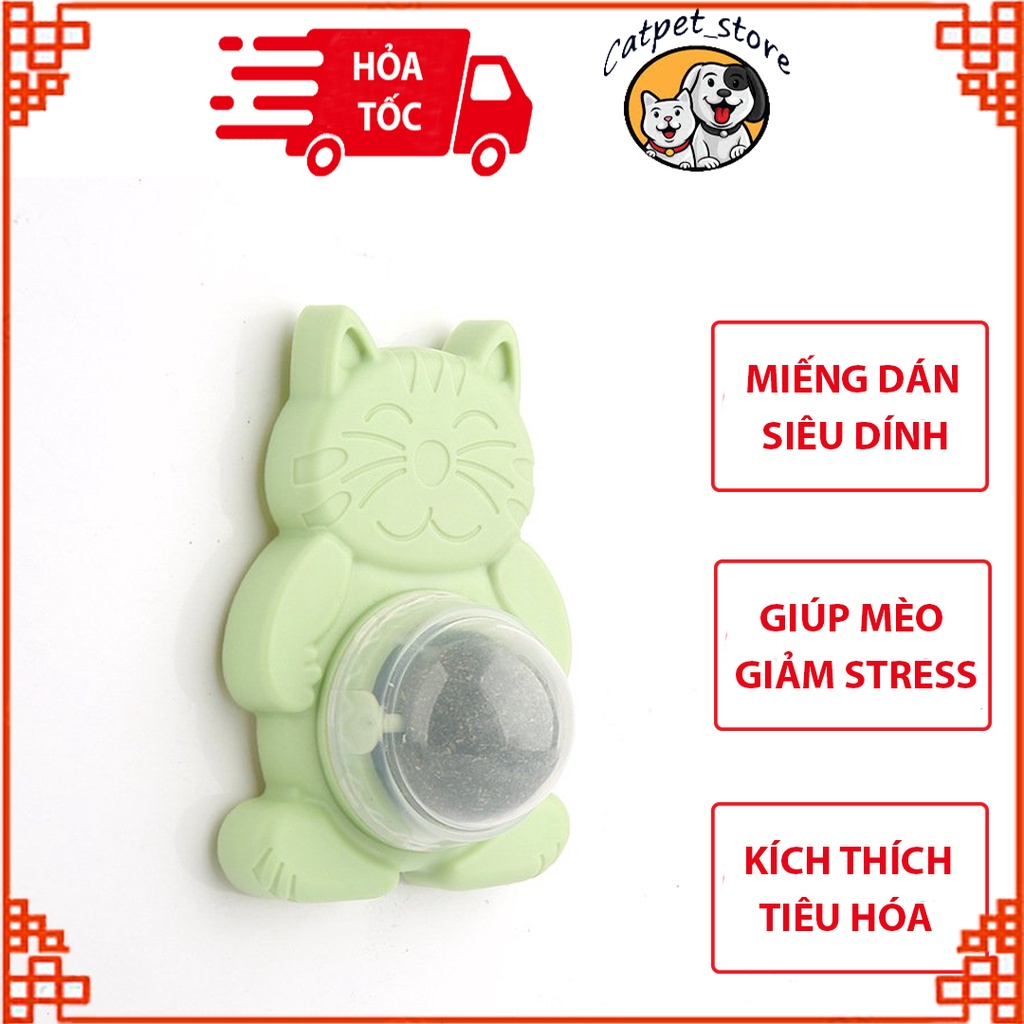 Cỏ bạc hà gắn tường cho mèo, Catnip cỏ bạc hà gắn tường, xoay 360 độ, giúp mèo giảm stress, thơm miệng, hạn chế cắn phá.