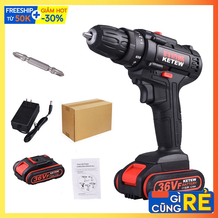 Máy khoan, bắt vít dùng pin chính hãng Ketew 36V