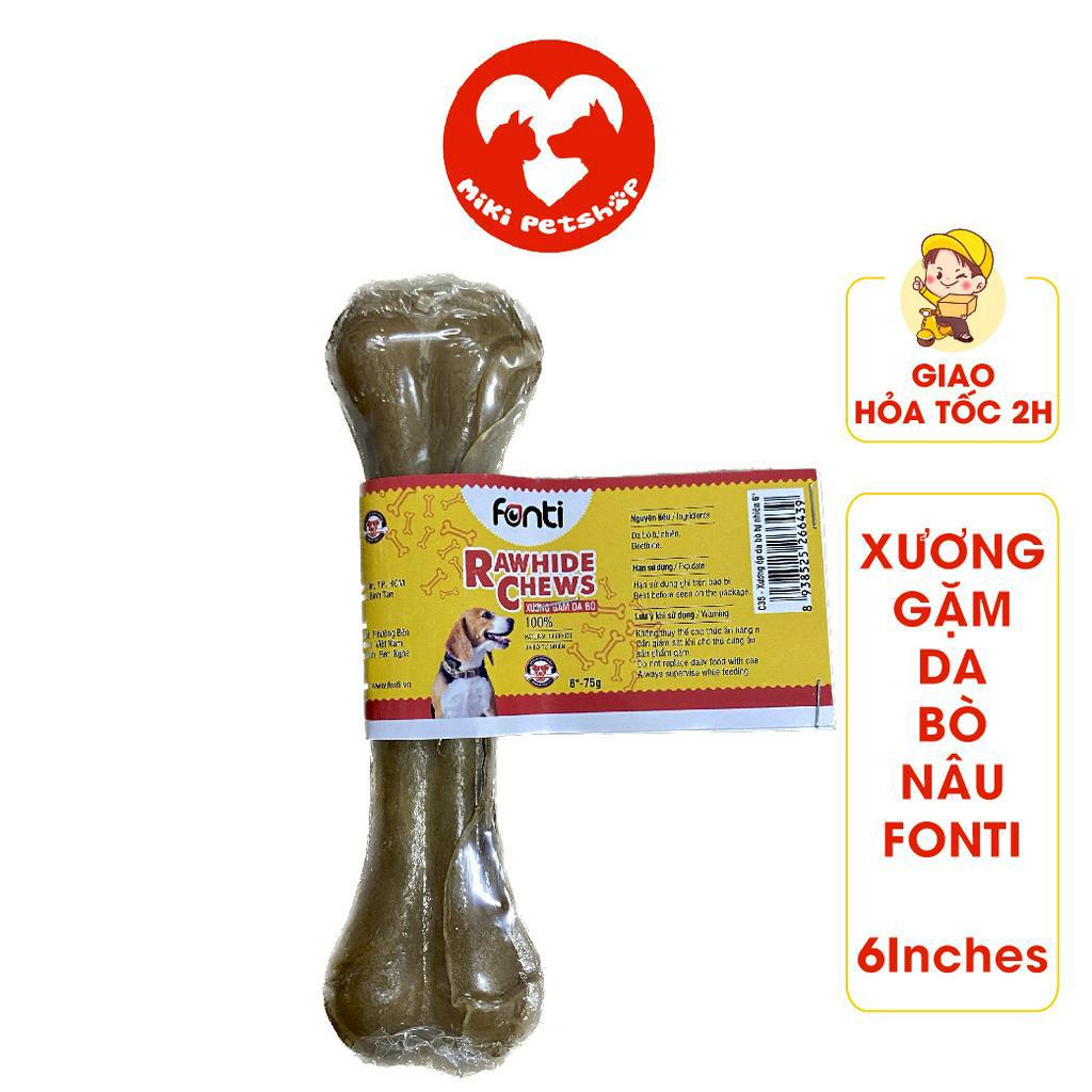 Xương Gặm Da Bò Nâu Sạch Răng Fonti 15cm - Miki Petshop