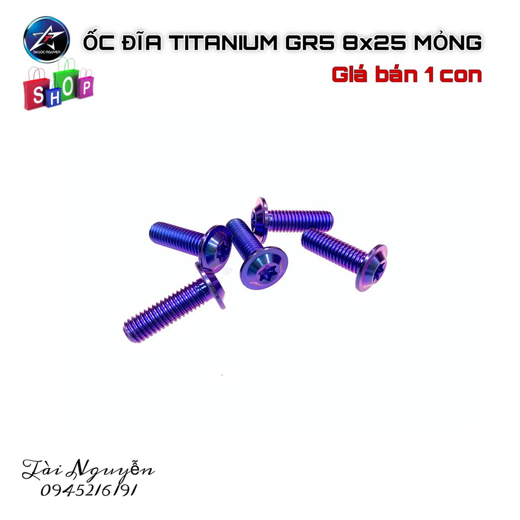 ỐC ĐĨA 8x25 TITANIUM GR5 MỎNG - GIÁ BÁN 1 CON