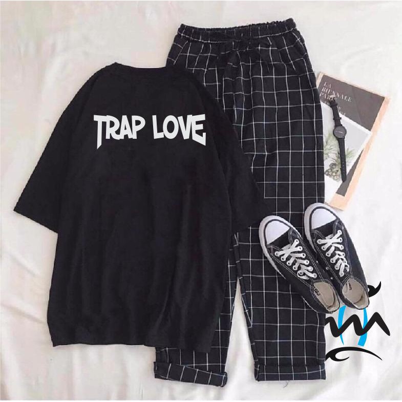 Set quần áo phản quang Trap Love unisex cực chất