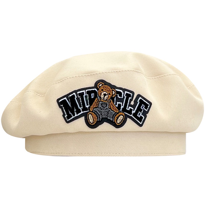 Mũ Beret Thêu Hình Gấu Dễ Thương Phong Cách vintage Nhật Bản