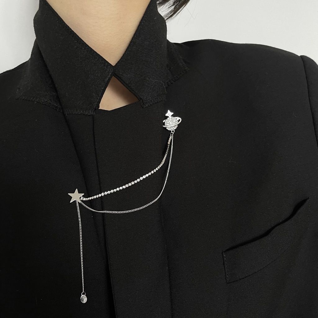 Ghim cài áo hình ngôi sao đính hạt đá thời trang