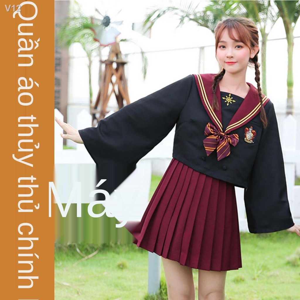 ∋❡Harry Potter chính hãng bộ đồ thủy thủ dài tay Đồng phục trường Hogwarts JK chung nữ váy ngắn