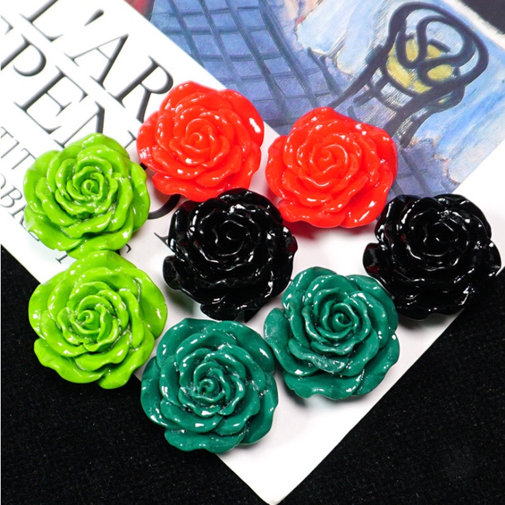 Combo 03 charm hoa hồng nhựa bóng dễ thương trang trí ốp điện thoại, DIY