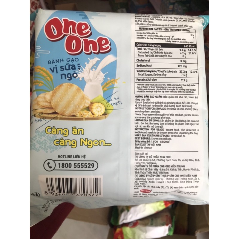 Bánh gạo One One vị sữa ngô gói 149g