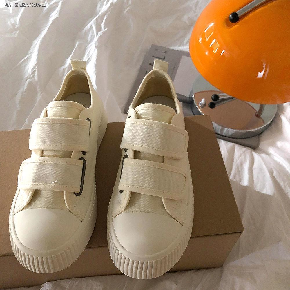 Giày vải canvas băng gai dính màu trơn thiết kế thời trang