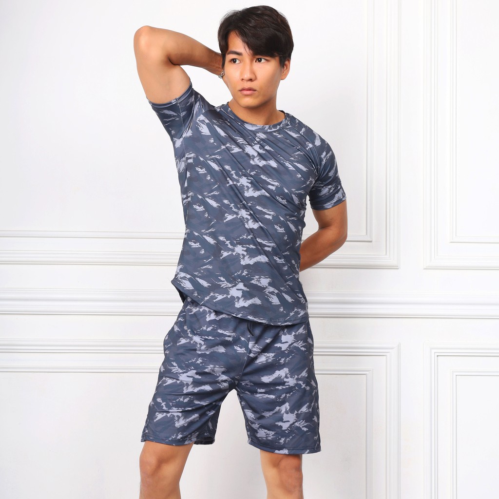 Bộ Thể Thao Nam Rằn Ri Chất Thun Lạnh 4C Thoáng Mát,Bộ Quần Áo Gym Nam Đẹp Mã BTT01