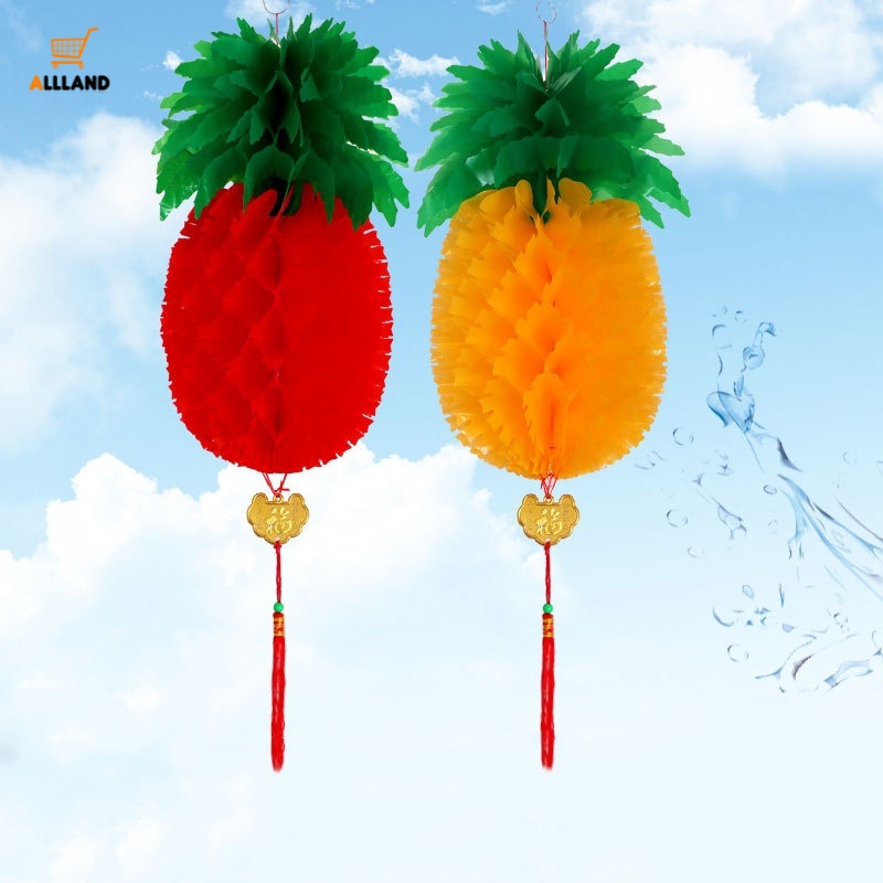 Lồng đèn giấy và nhựa thiết kế quả dứa chống thấm dầu trang trí năm mới