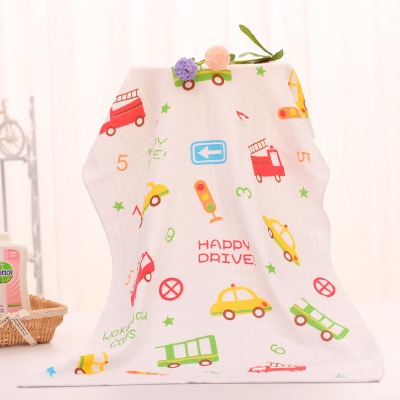 Khăn tắm cotton cho bé hoạt hình khăn tắm lớn 60 * 120 trẻ em khăn tổ ong trẻ em hai lớp gạc mật độ cao