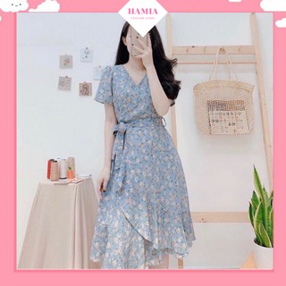 VÁY HOA NHÍ VẠT CHÉO CHO NỮ PHÙ HỢP ĐI CHƠI ĐI LÀM