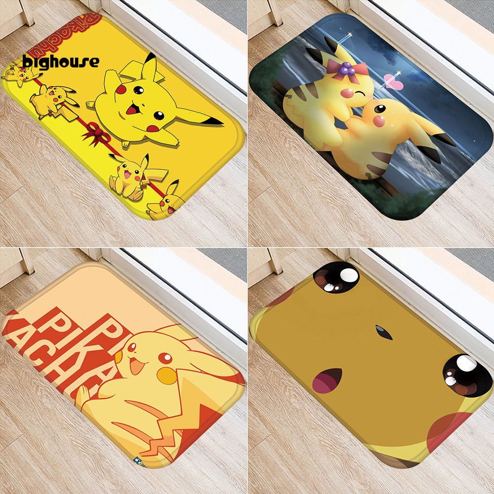 Thảm Lót Sàn Nhà Tắm Thấm Hút Nước Chống Trượt Hình Pikachu / Quái Vật Đáng Yêu