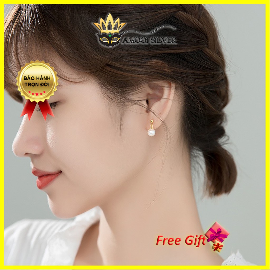 Bông tai bạc S925 hạt ngọc tòn ten - Amooi Silver AB171