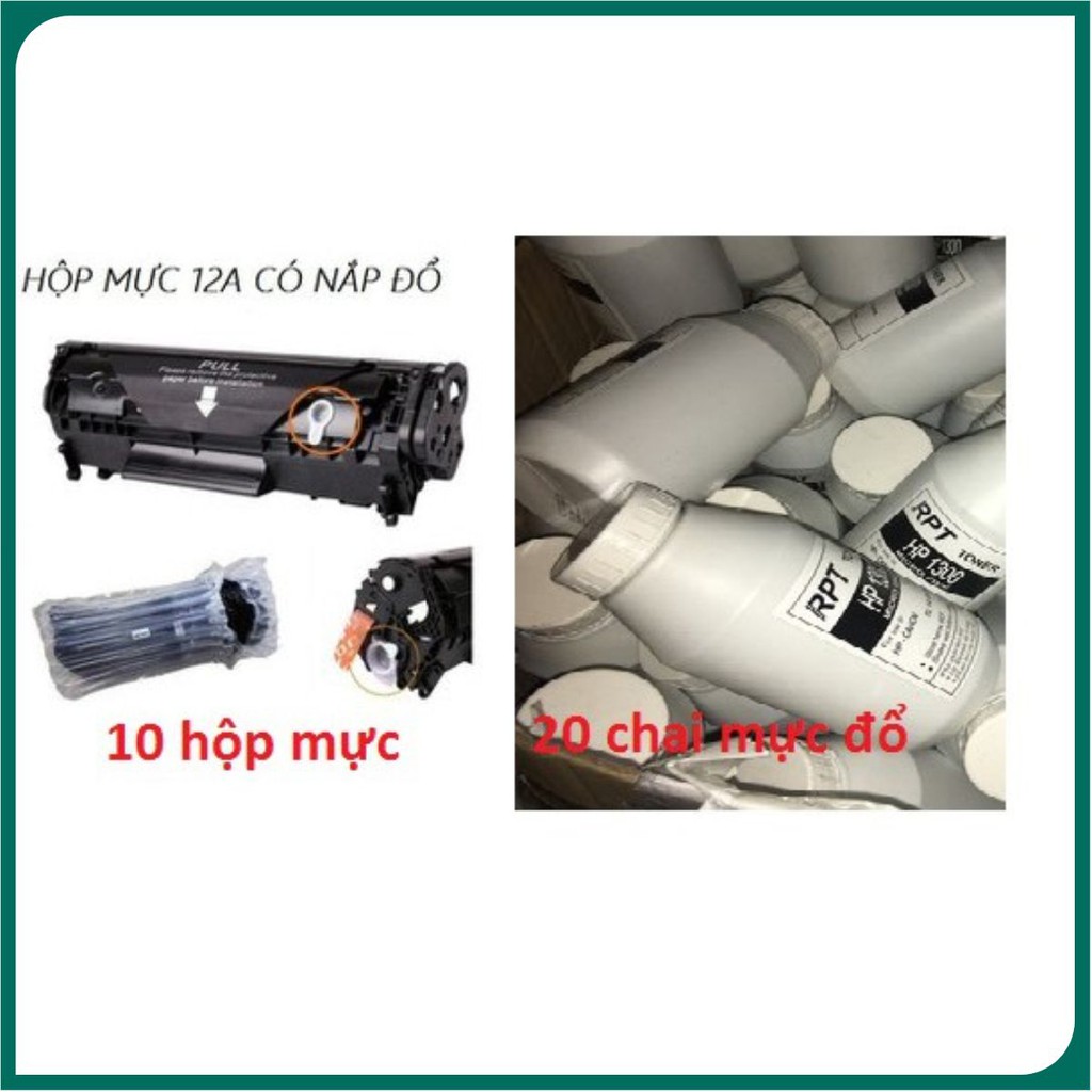 [Mã 267ELSALE hoàn 7% đơn 300K] combo 20 chai mực rpt và 10 hộp mực máy in canon 2900