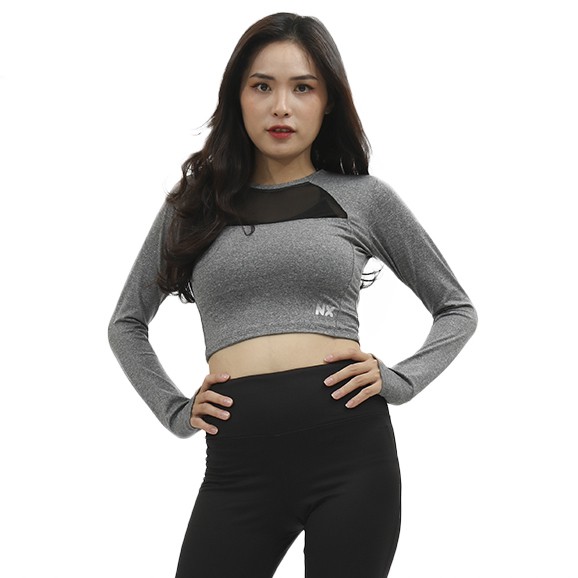 Áo tập gym yoga nữ croptop dài tay, chất vải nhập khẩu co giãn 4 chiều