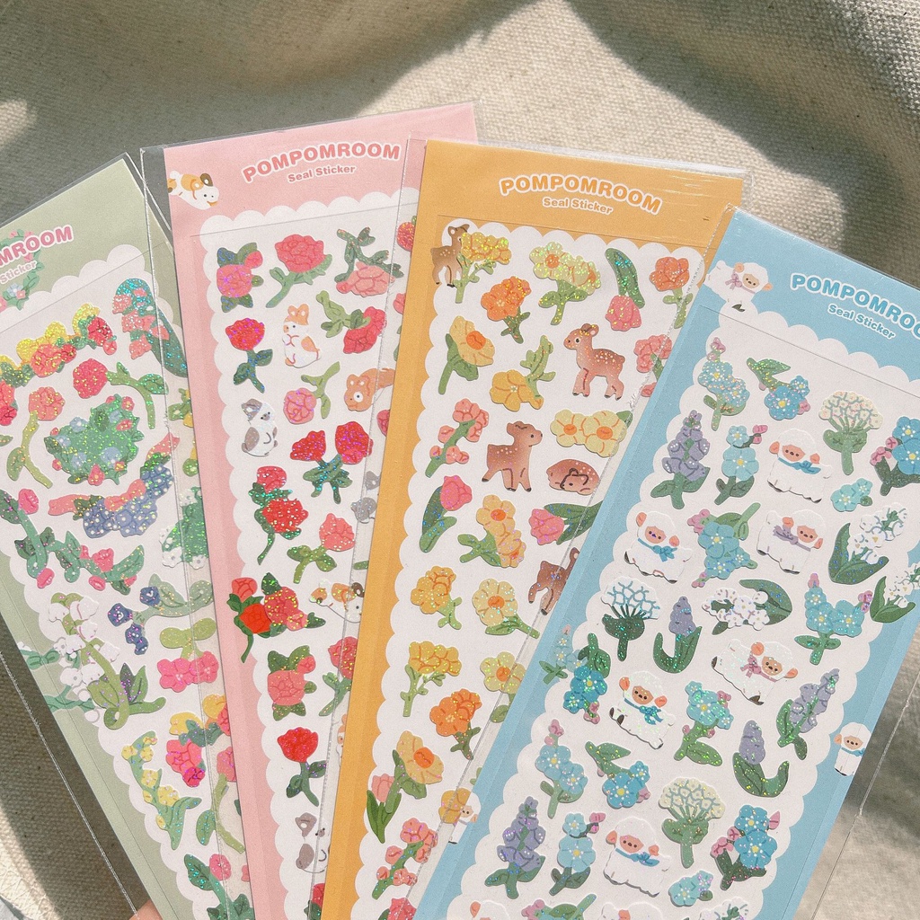 Peach 1Pcs GaLiCiCi Stickers INS same cartoon laser card stickers / transparent bottom exquisite DIY decorative stickers