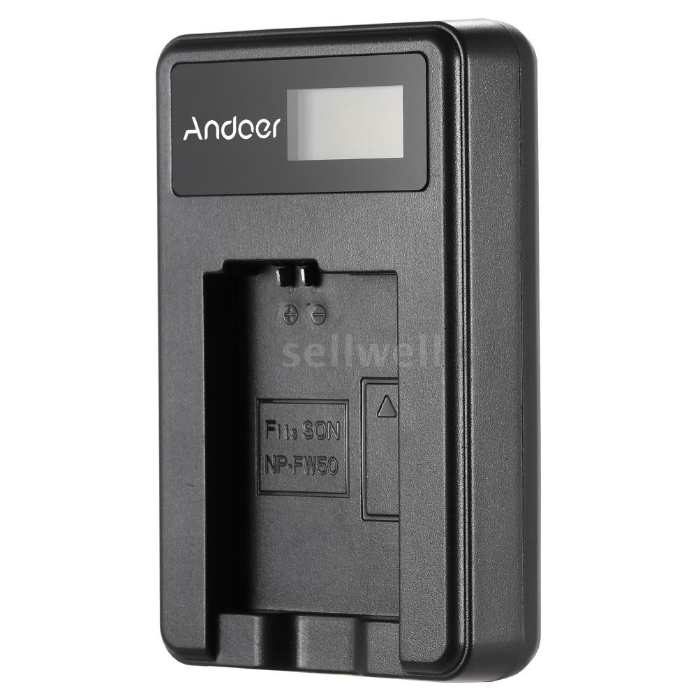 Andoer NP-FW50 2 Pack 7.4V 1500mAh Rechargeable Li-ion Battery with LCD USB Charger Kit for Sony Alpha a7 (II) a7R(II) a