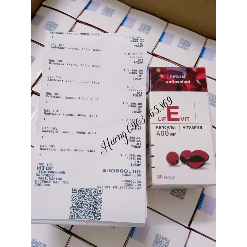 Vitamin E đỏ nga 400mg thủy tinh, đẹp da, chống láo hóa