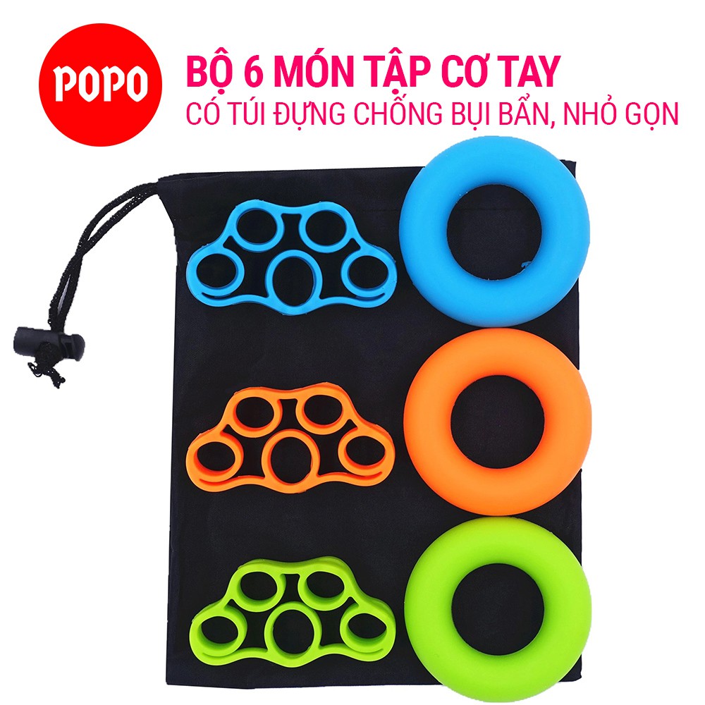 Dụng cụ tập thể dục bộ bóp tập 6 món tập cơ tay YGW27 silicone cao cấp, độ bền cao giúp tập luyện hiệu quả hơn POPO