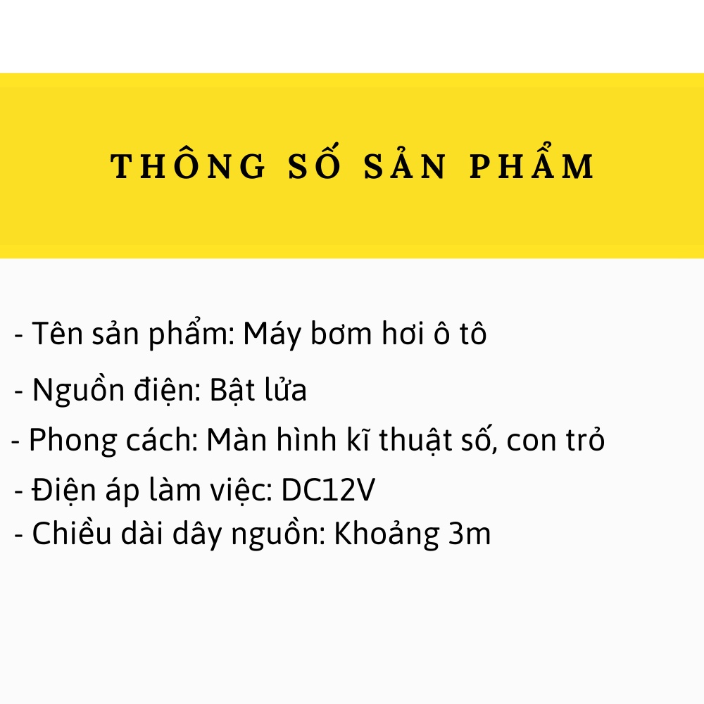 Bơm lốp ô tô điện tử, bơm hơi mini cho ô tô, kiểm tra áp suất lốp và có đèn NANALI STORE