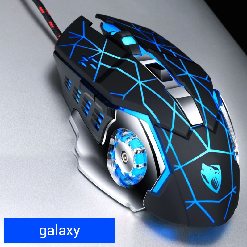 [FREESHIP] Thunder Wolf V6 chuột chơi game đèn LED có dây ăn gà máy tính