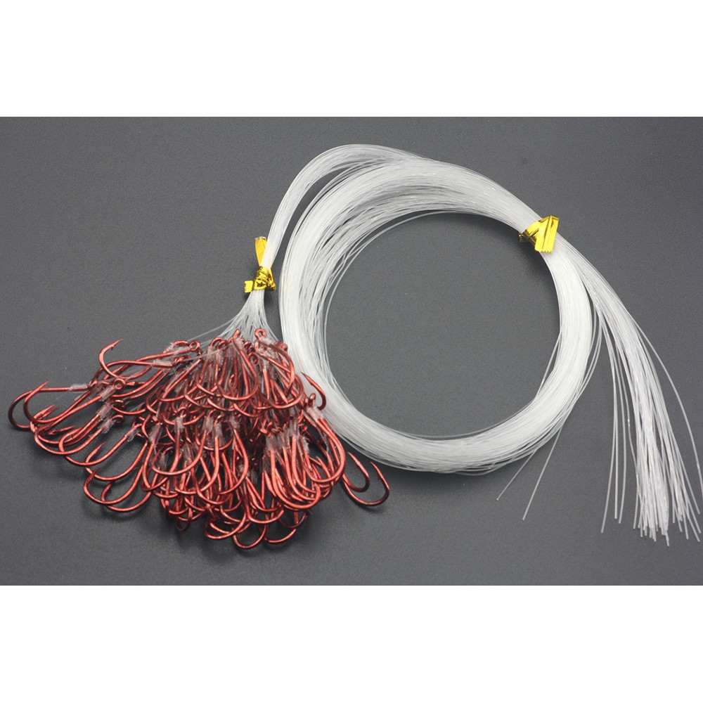 Set 50 lưỡi câu cá SNELLED Hooks sợi nylon dài 75cm# Cần câu cá biển Lake