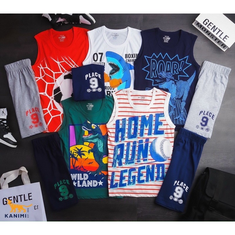 Bộ quần áo ba lỗ sát nách Place cho bé trai hàng xuất xịn size to