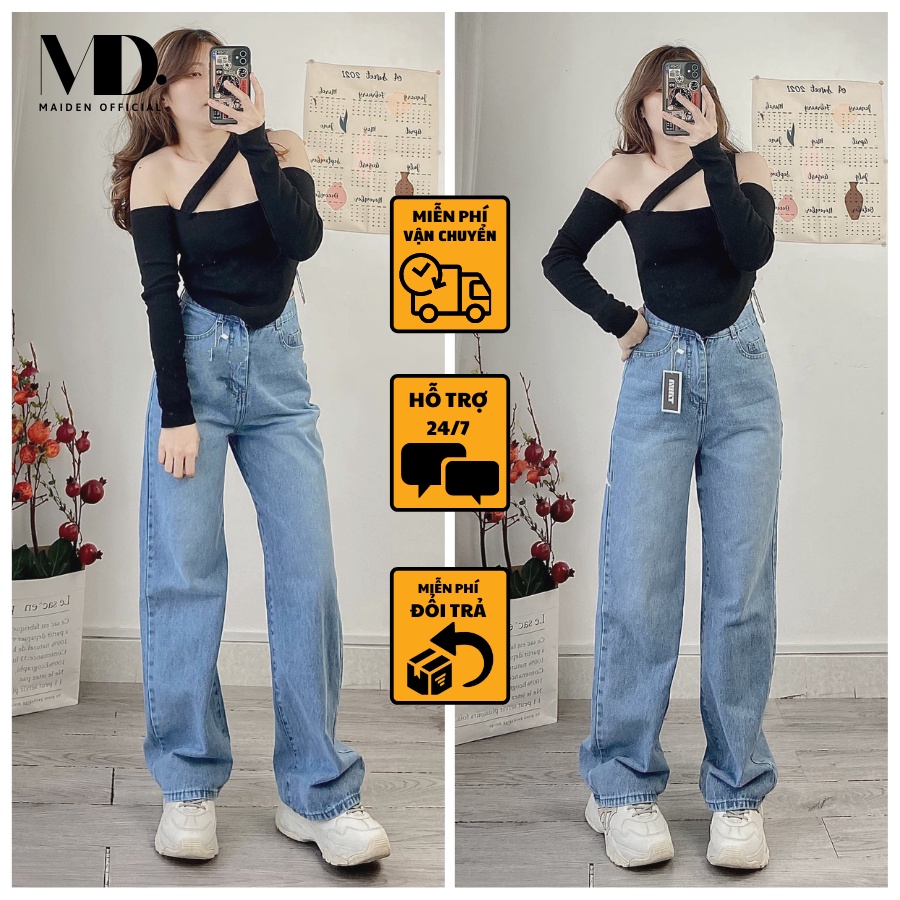 Quần jean ống rộng cạp cao ulzzang, quần bò nữ dáng suông MD230 | BigBuy360 - bigbuy360.vn