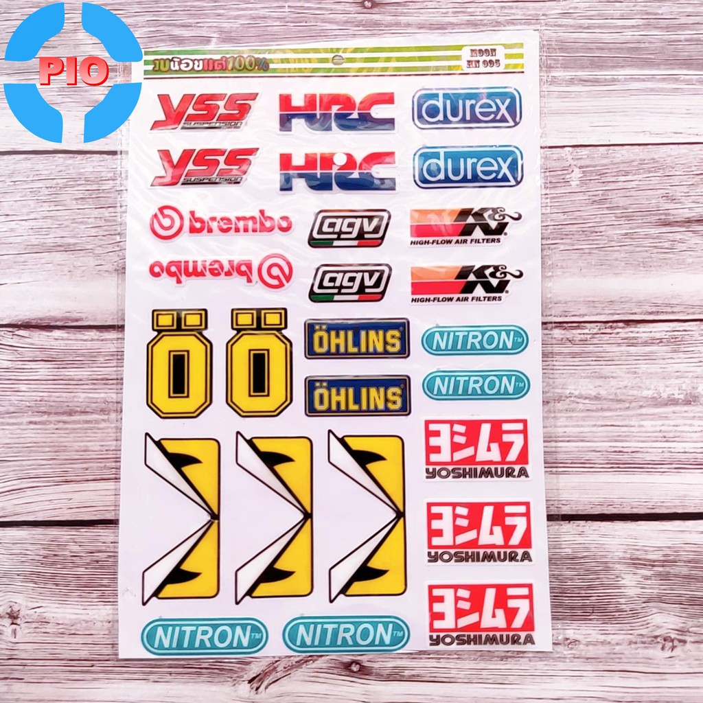 Bộ Tem YSS HRC Dập Nổi Cao Cấp Dán Xe Máy, Ô Tô, Mũ Bảo Hiểm, Chống Thấm Nước, Chống Bay Màu