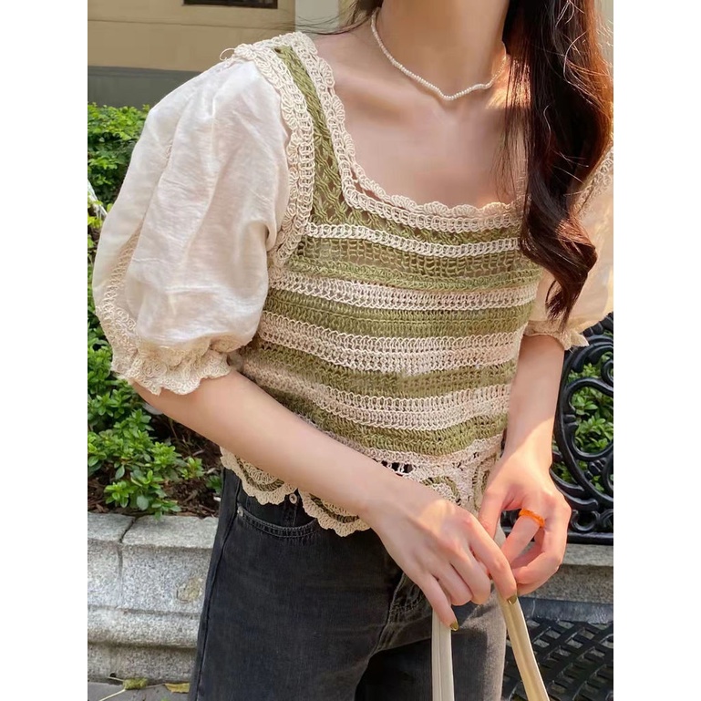 Áo Sơ Mi Ngắn Tay Cổ Vuông Thiết Kế Thời Trang Cho Nữ