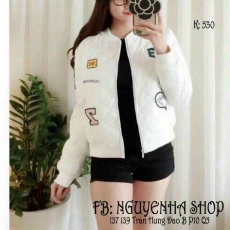 [Ảnh thật] Áo khoác nữ viền phao style cute phối logo may [8 màu] - (Blackwolf)