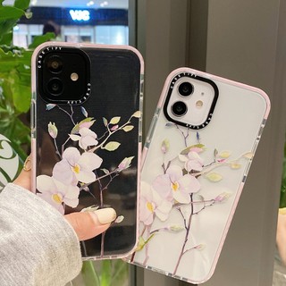 Ốp Điện Thoại tpu Trong Suốt Họa Tiết Hoa Mộc Lan Viền Đen Độc Đáo Cho iphone12 XSMAX 7/8p