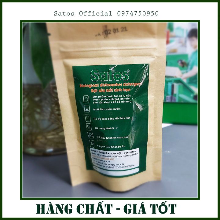 BỘT RỬA BÁT HỮU CƠ/ SINH HỌC SATOS - mẫu thử 80g , sạch cho bát, tốt cho sức khỏe. Dành cho các loại máy rửa bát.