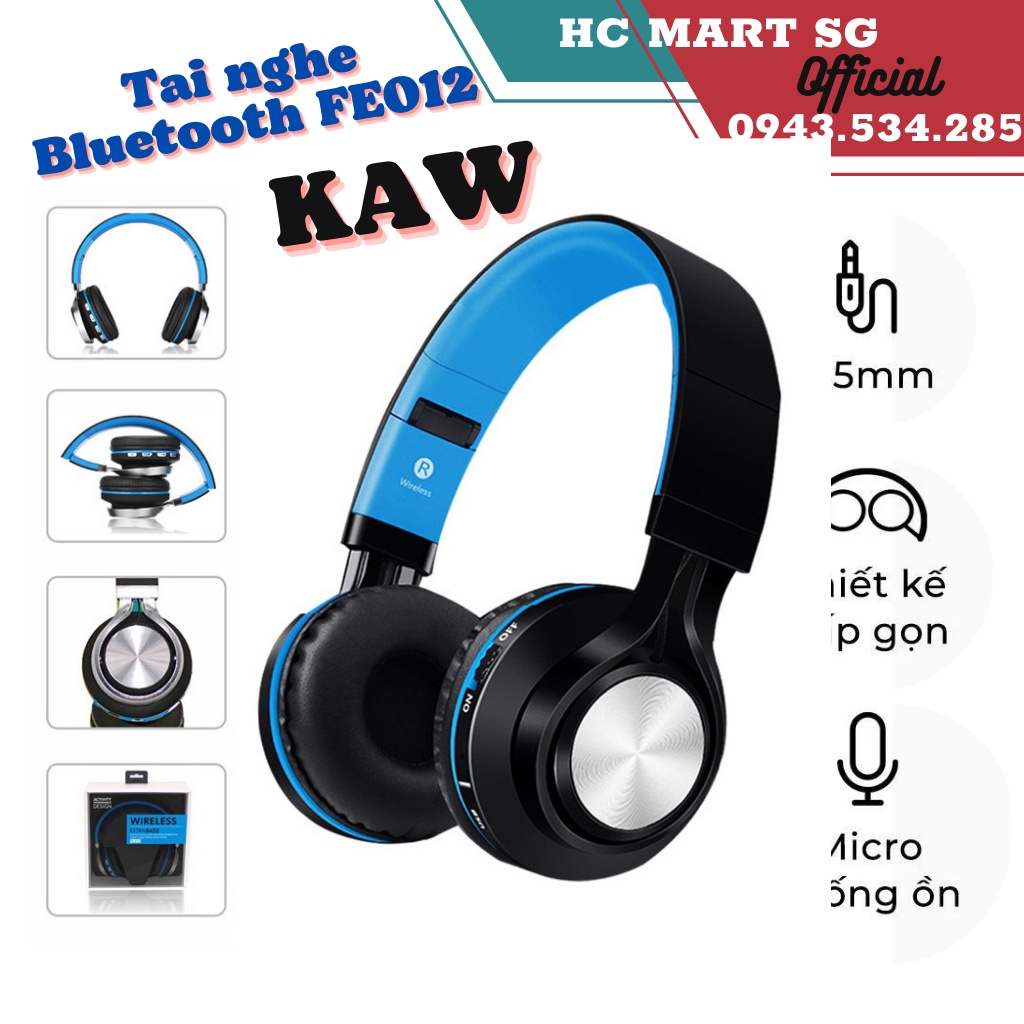 Tai nghe bluetooth, Tai Nghe không dây Bluetooth Chụp Tai Fe012 Cao Cấp Âm thanh tuyệt hảo Bass êm và ấm, Tress cực chắc
