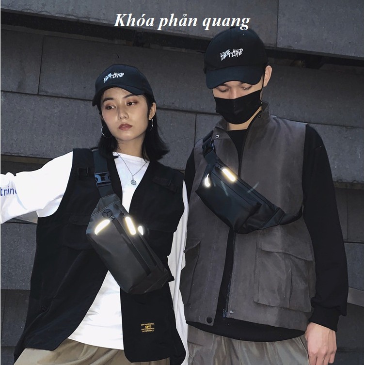 Túi Đeo Chéo Nam Khóa Phản Quang Phong Cách Streetwear Kháng Nước TC98