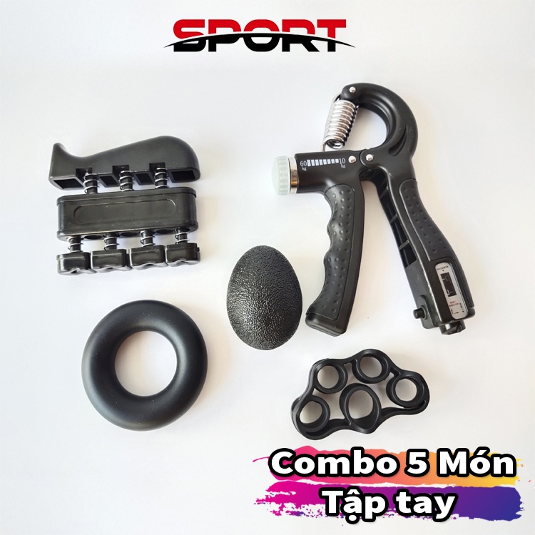 Combo 5 món dụng cụ tập tay hiệu quả kìm đếm số tự động, bộ tập gym hiệu quả