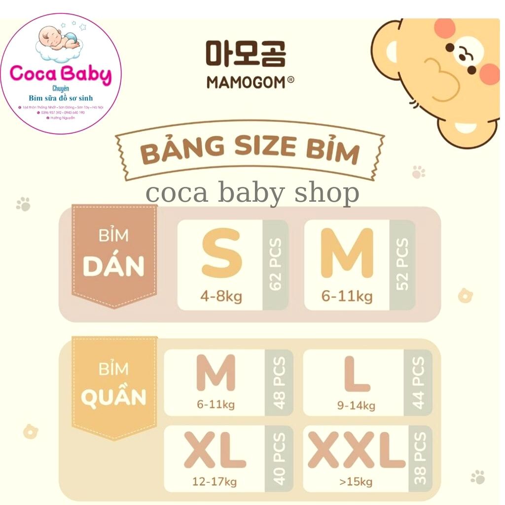 COMBO 1 Thùng Tã/ Bỉm MAMOGOM hữu cơ cao cấp đủ size tặng kèm quà của Mamogom