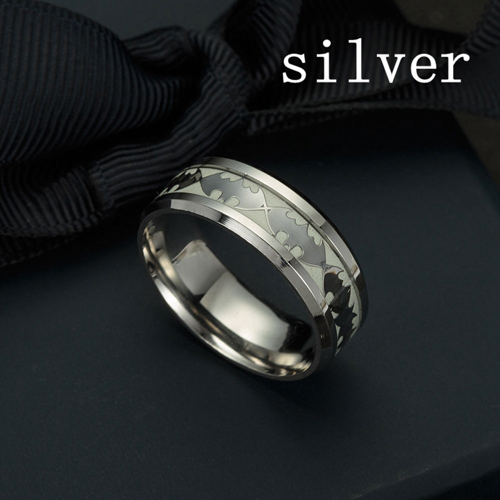 Nhẫn Thép Không Gỉ Phát Sáng Phong Cách Người Dơi Thời Trang