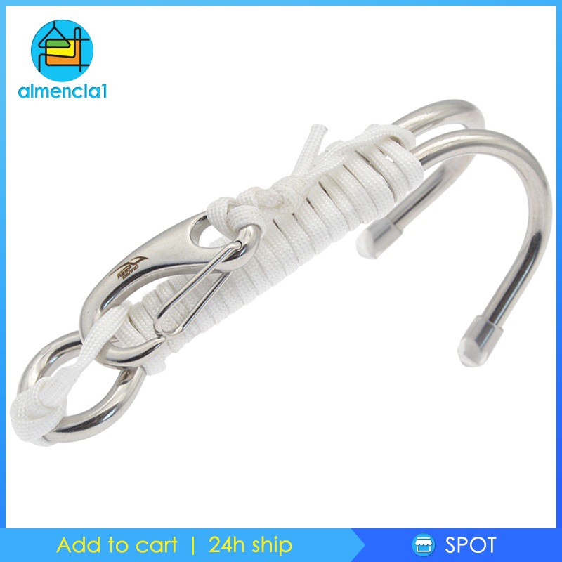 [ALMENCLA1] Diving Dual Reef Drift Hook Spiral Coil Strap Cord Stainless Steel
