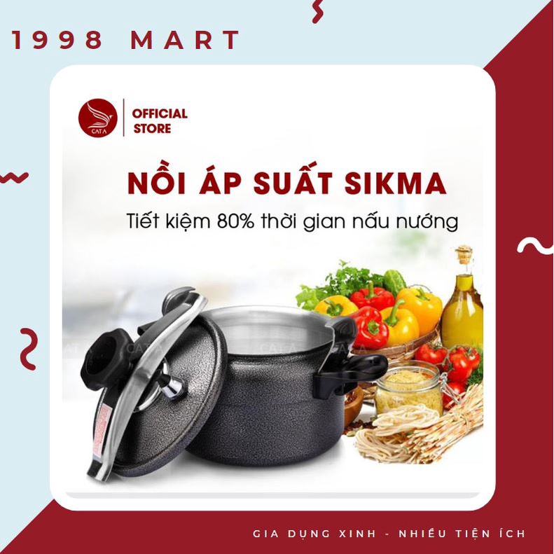 NỒI ÁP SUẤT ĐA NĂNG SIKMA -(size 20cm-22cm-24cm ),(4 lít,5 lít,7 lít)nấu được trên bếp gas, bếp hồng ngoại tiện lợi.