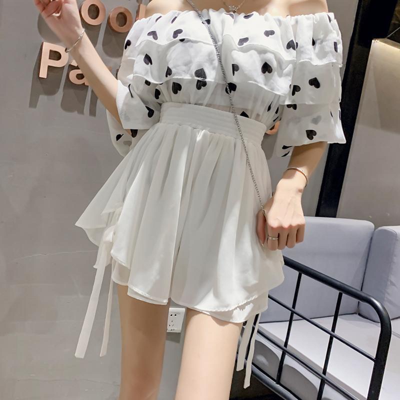 Quần Short Voan Ống Rộng Lưng Cao Thời Trang Nữ Tính