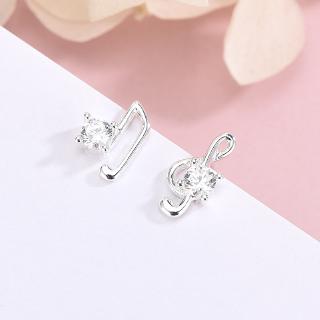 Đôi khuyên tai mạ bạc hình nốt nhạc đính đá xinh xắn cho nữ