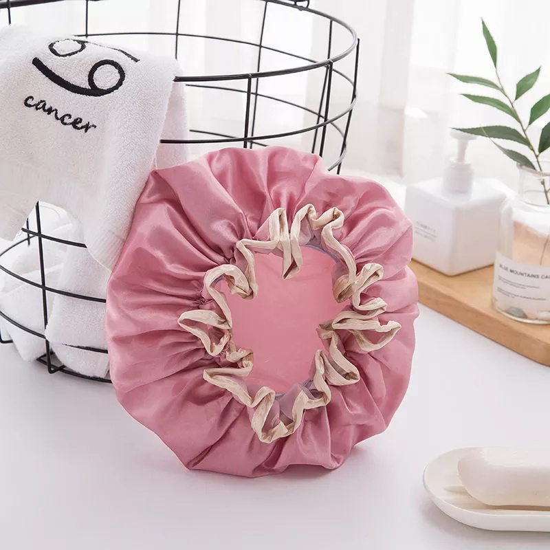 Mũ Trùm Tóc Bằng Satin Hai Lớp Dày Dặn Chống Thấm Nước Tùy Chỉnh Tiện Dụng Cho Spa / Phòng Khách
