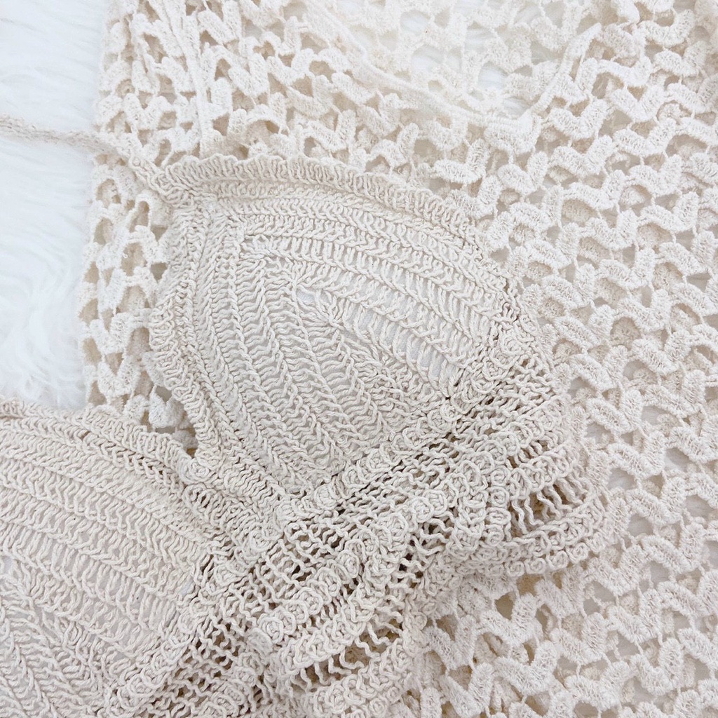 Set áo lưới kèm bra móc len đi biển thời trang du lịch HATI