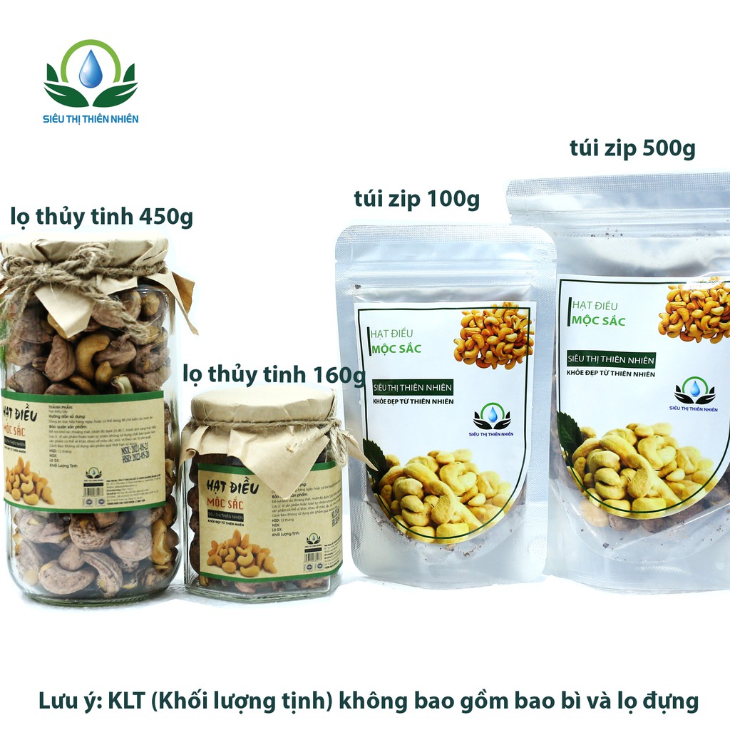Hạt điều sấy khô Mộc Sắc gói 1kg, hạt điều sấy lạnh cao cấp của siêu thị thiên nhiên