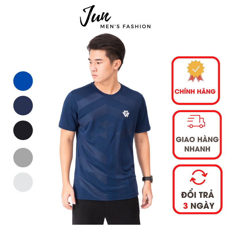 Áo Thể Thao Nam Cộc Tay JUNFASHION STORE hình w, Áo thun lạnh cổ tròn, ép vân cao cấp, năng động